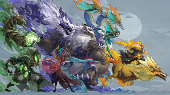 A group of champions with Dragonmancer skins for League of Legends patch 11.21