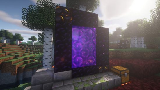 How to build a Minecraft Nether Portal: Nether portal in the overworld in the sunshine