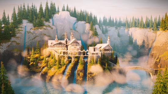 Rivendell from Lord of the Rings, as built in Minecraft