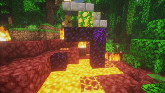 Portal Minecraft hancur di hutan