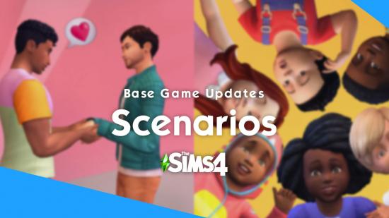 A logo for The Sims 4's new scenarios mode