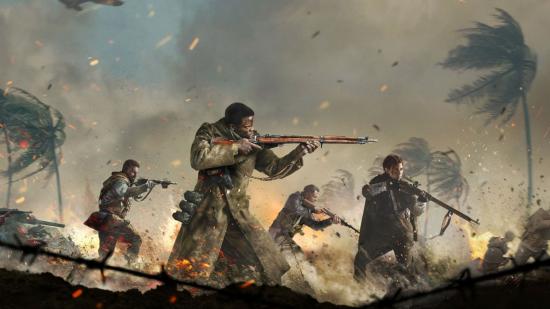 Call of Duty Vanguard art with three soldiers on battlefield holding rifles