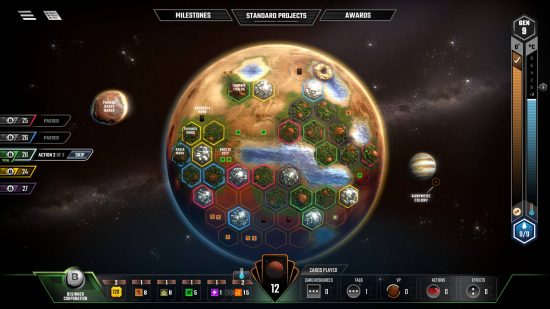 Best online board games - a view of Mars with forests, oceans, and colonies.