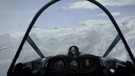 A view from inside a plane cockpit in Call of Duty: Vanguard