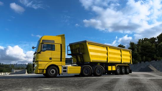 A dump trailer in Euro Truck Simulator 2's 1.43 beta