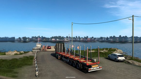 Crossing a Russian ferry in Euro Truck Simulator 2