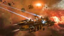 A ship locked in battle in Eve Online