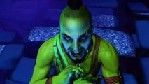 Vaas grabs a pistol held by the player in Far Cry 3.