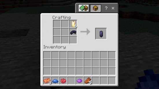 Minecraft candle recipe: The crafting screen shows how to dye a minecraft candle, with one black dye and one candle making a black candle