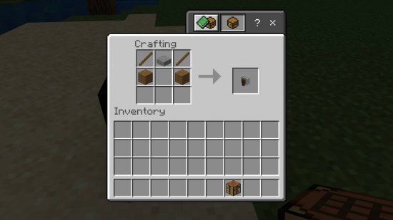 Minecraft Grindstone Recipe- Minecraft Grindstoneを作成するためのレシピ。 2つの板、2つの棒、石のスラブが必要です。