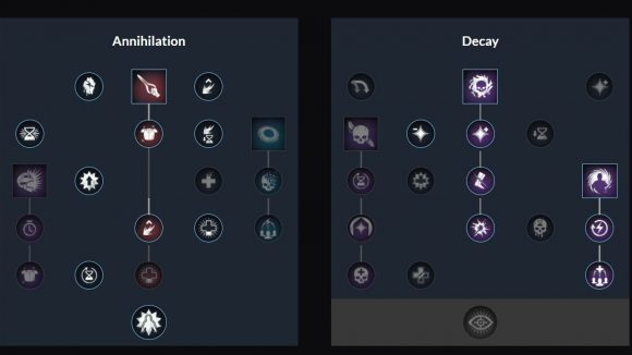 A skill tree showing the best Void Gauntlet PvE abilities