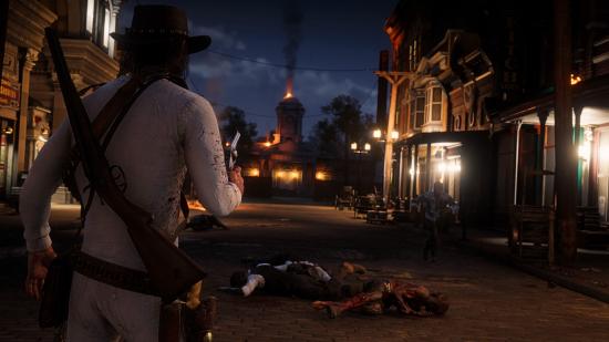 Red Dead Redemption 2 player takes on a zombie in an Undead Nightmare mod