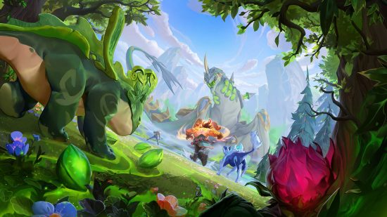 Best LoL champs for beginners: a lush green jungle with colourful creatures