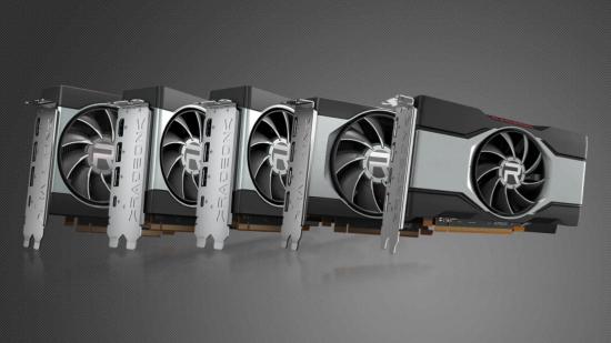 AMD Radeon graphics cards with grey backdrop