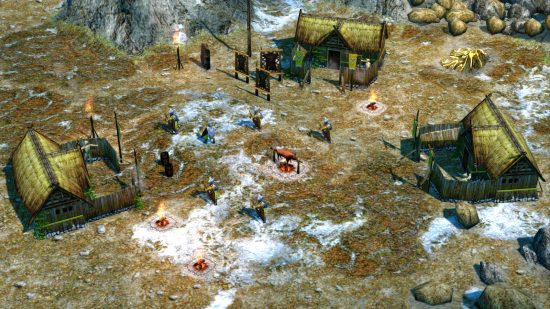 Beste games zoals Age of Empires - een vikingdorp terwijl de grondvorst smelt in Age of Mythology.