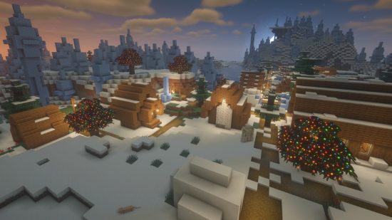 Minecraft Christmas mods: The Christmas Tree mod turns oak trees into glowing, fairy-tree covered Christmas trees