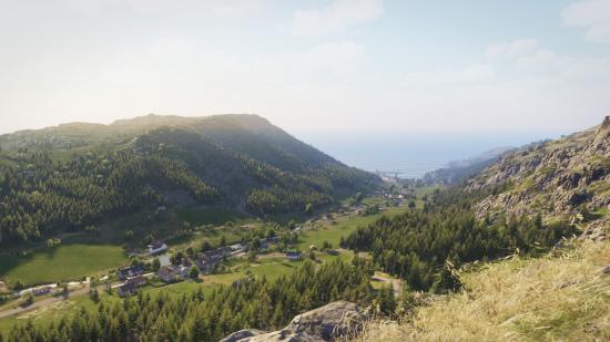 A peaceful sunlit valley rendered in the Enfusion Engine.