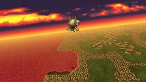 A ship flies through the sky in Final Fantasy VI