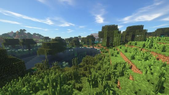 Minecraft plains and trees