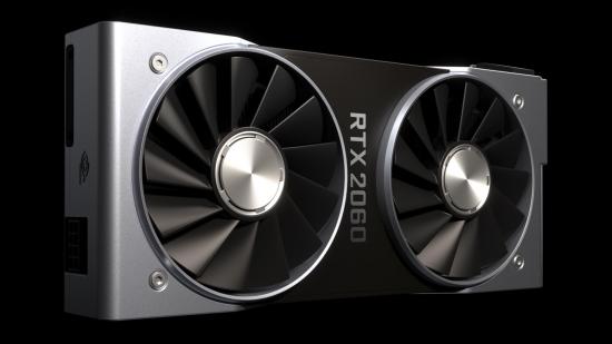 An RTX 2060 Founders Edition graphics card against a black background