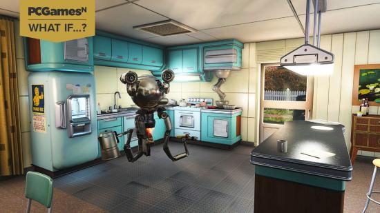 Codsworth from Fallout 4, doing chores around your pre-war house
