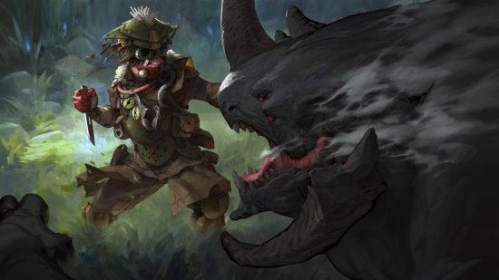 Personajes de Apex Legends: un cazador blindado se enfrenta a una enorme bestia