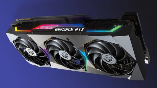 MSI RTX 3090 graphics card on blue backdrop
