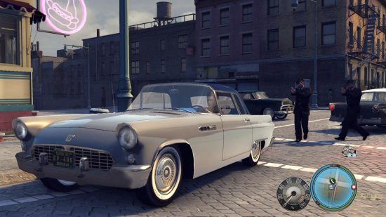 Best crime games on PC: A old school gangster drives around in an open top car