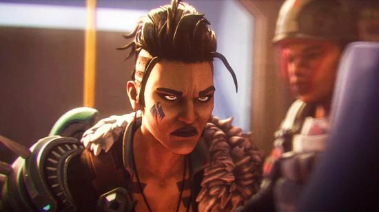 Apex Legends' new character Mad Maggie looks menacingly at a foe