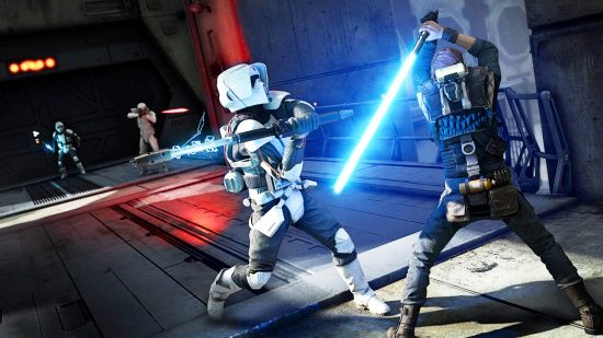 Jedi Blocks and Incoming Blow in Action Adventure Game Jedi: Fallen Order
