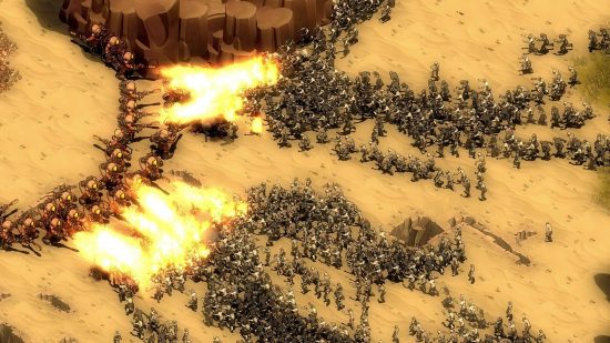 Los mejores juegos de apocalipsis: They Are Billions: un ejército de gigantes con lanzallamas se defiende de una horda de enemigos
