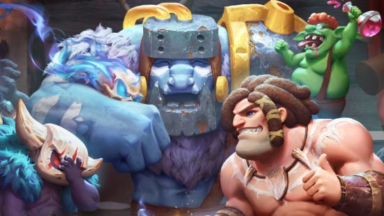 Best auto battlers: The characters from Auto Chess, consisting of a dreadlocked barbarian, an armoured ogre, and potion-swilling goblin, among others, coming together to play chess.
