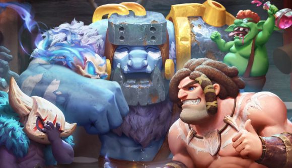 Best auto battlers: The characters from Auto Chess, consisting of a dreadlocked barbarian, an armoured ogre, and potion-swilling goblin, among others, coming together to play chess.