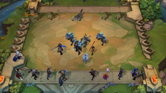 Best auto battlers: A typical match in Teamfight Tactics, representing the battlefield from a top-down perspective.