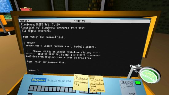 Best hacking games - Quadrilateral Cowboy: a command prompt screen on a laptop in-game