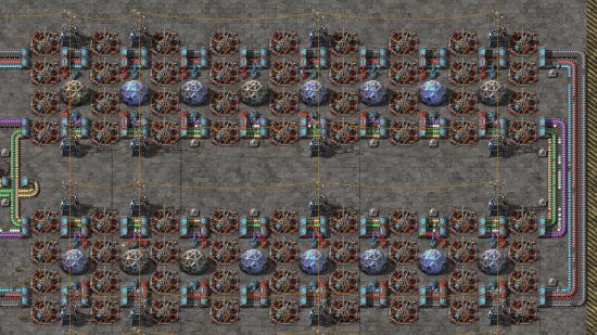 Best management games: a frankly dystopian screenshot from Factorio, complete with tons of conveyor belts and a facilities generating resources in the middle.