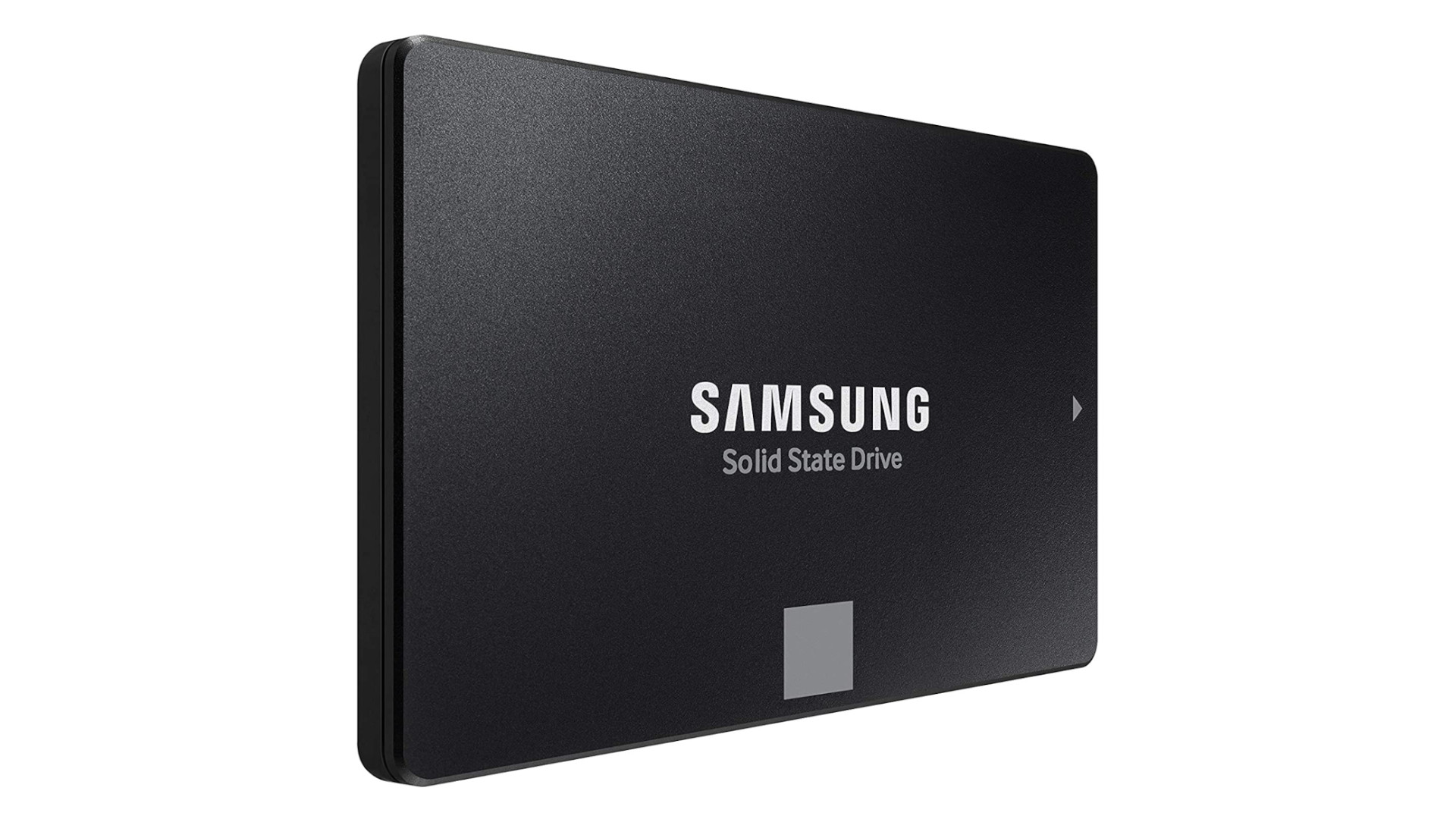 The Samsung 870 Evo is the best SATA SSD, and sits against a white background