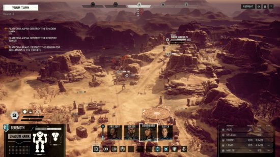 Best turn-based strategy games - mechs are walking through the desert in Battletech.