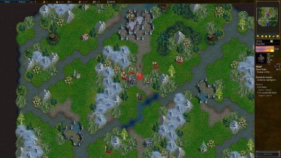 Best turn-based strategy games - a view of the map in Battle for Wesnoth.