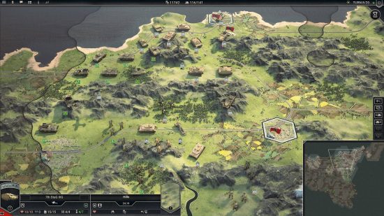 Migliori giochi di strategia a turno: una vista della mappa in Panzer Corps 2