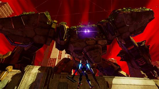Two mechs face off in Daemon x Machina