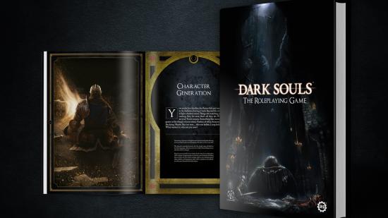 The cover and a sample page from Dark Souls: The Roleplaying Game