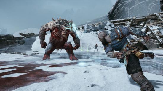 Kratos taking on a Norse beast in our God of War PC review