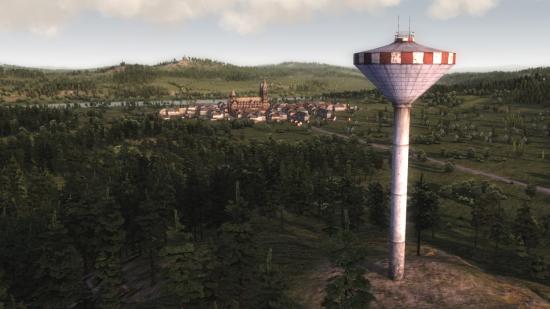 A water tower in Workers and Resources: Soviet Republic