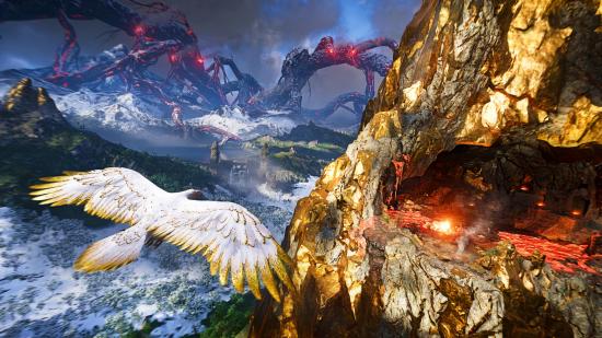 A Raven swoops in during Assassin's Creed Valhalla's Dawn of Ragnarock DLC