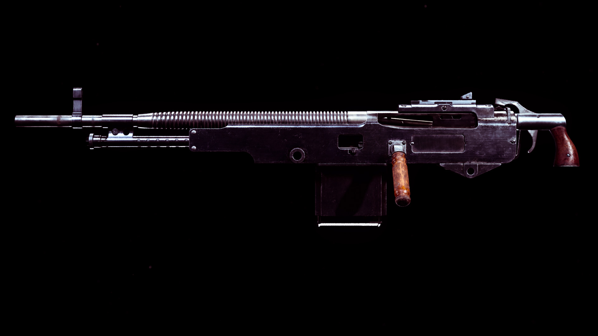 The stock Whitley LMG on a black background in Call of Duty Warzone Pacific's preview menu