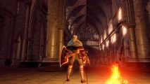 Surveying the massive central cathedral of Anor Londo in Dark Souls, warmed by the light of a bonfire