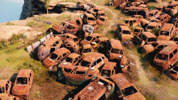 Rusty cars outside of Destiny's Cosmodrome