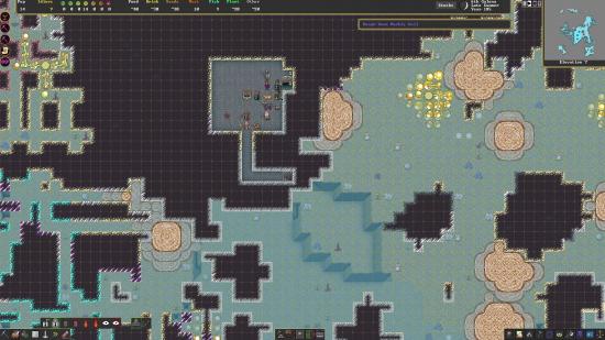 The map screen in Dwarf Fortress's new interface