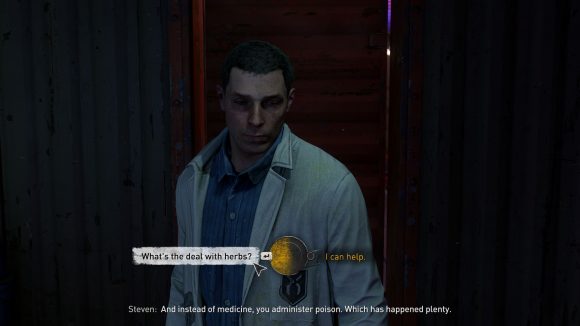 Talking to a tired and weary doctor in Dying Light 2, using a dialogue wheel